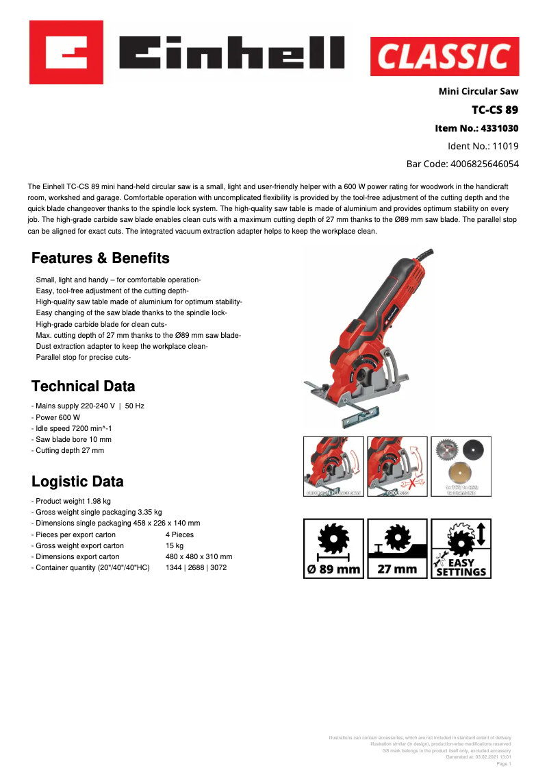 First page image of the manual for TC-CS 89