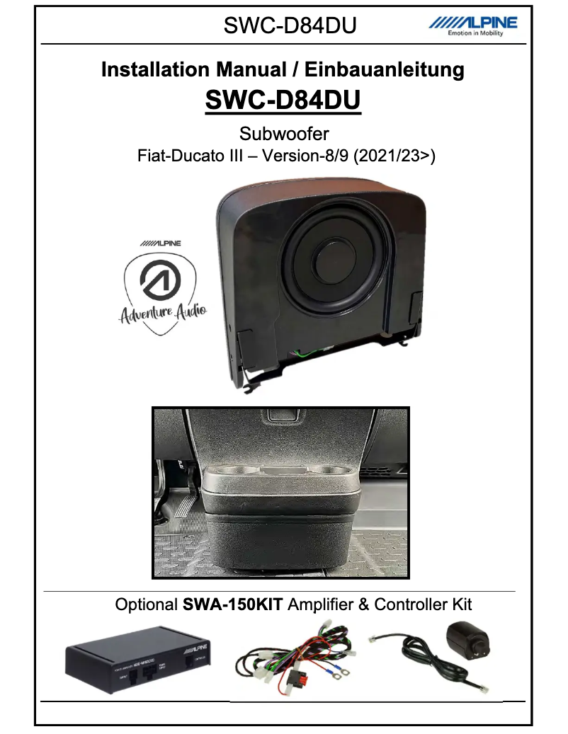 First page image of the manual for SWC-D84DU
