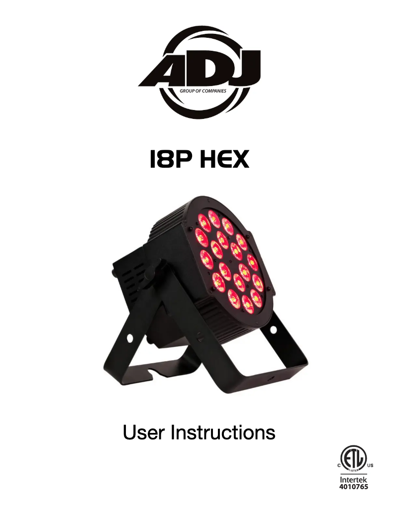 Page 1 of the manual User Manual American DJ 18P HEX