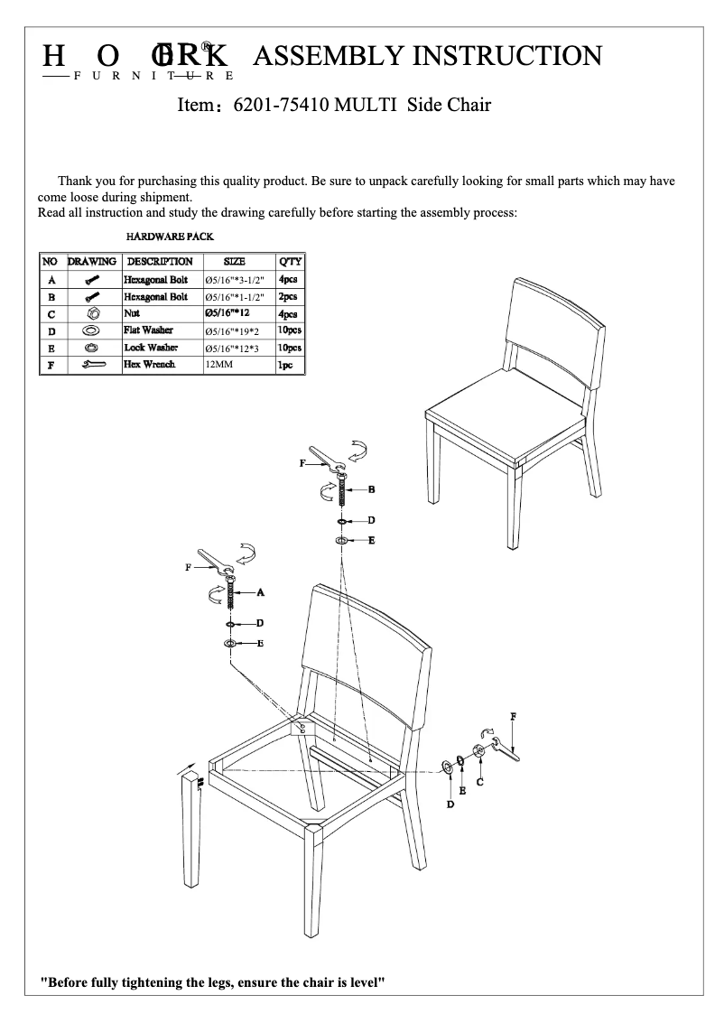 Page 1 of the manual User Manual Hooker 6201-75410 MULTI