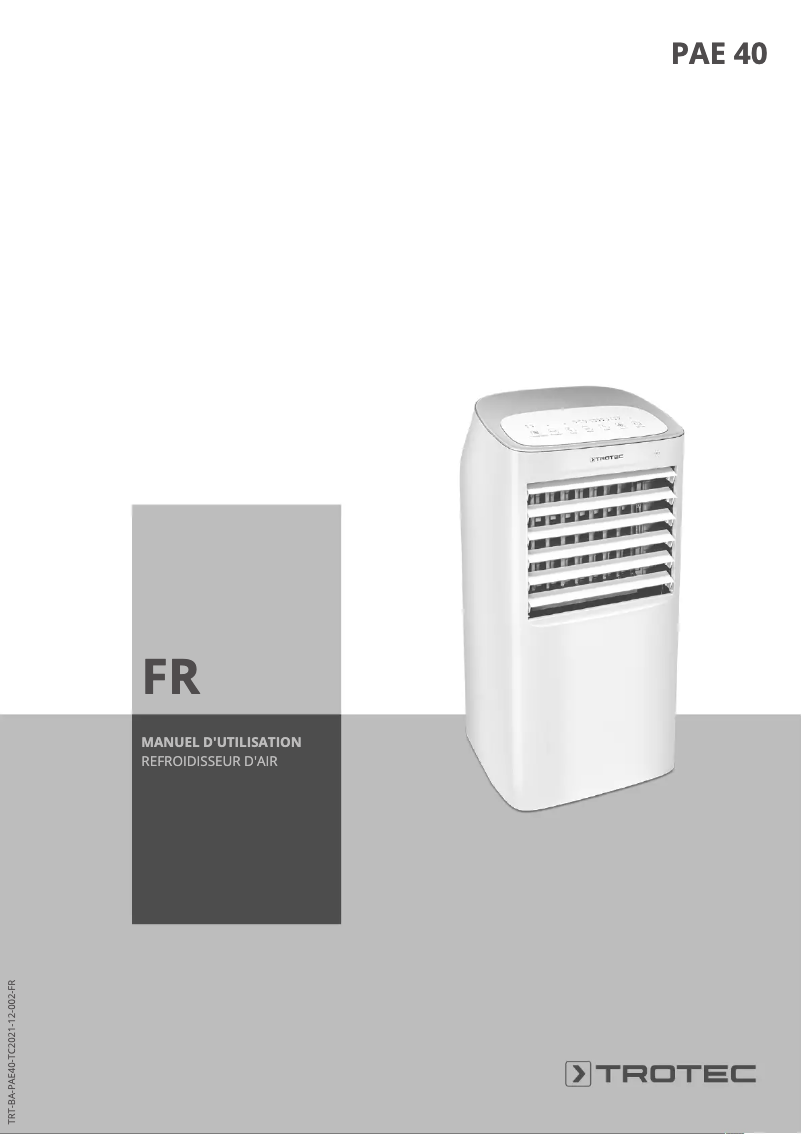 Page 1 of the manual User Manual Trotec PAE 40