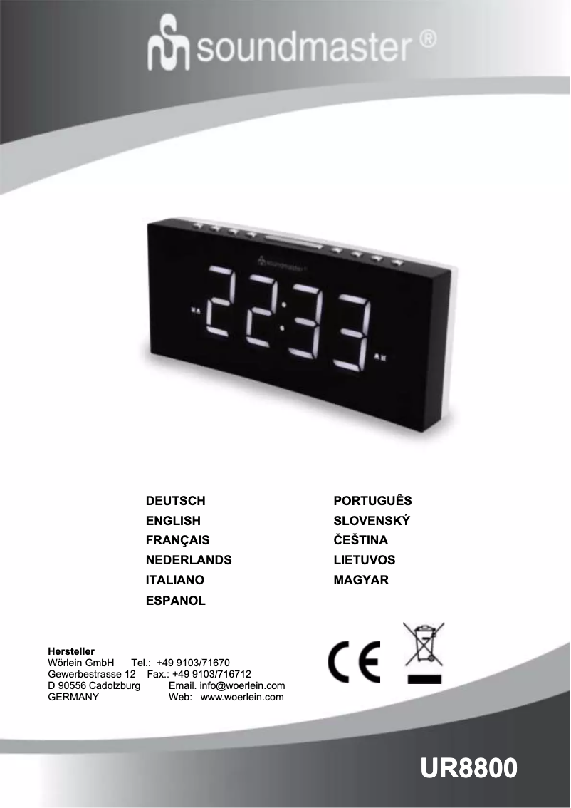 Page 1 of the manual User Manual Soundmaster UR8800