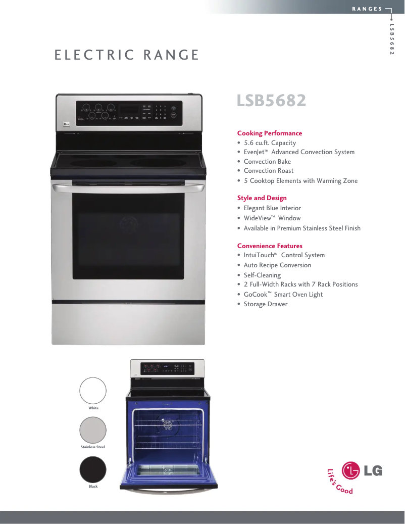Page 1 of the manual Technical Sheet LG LSB5682SB