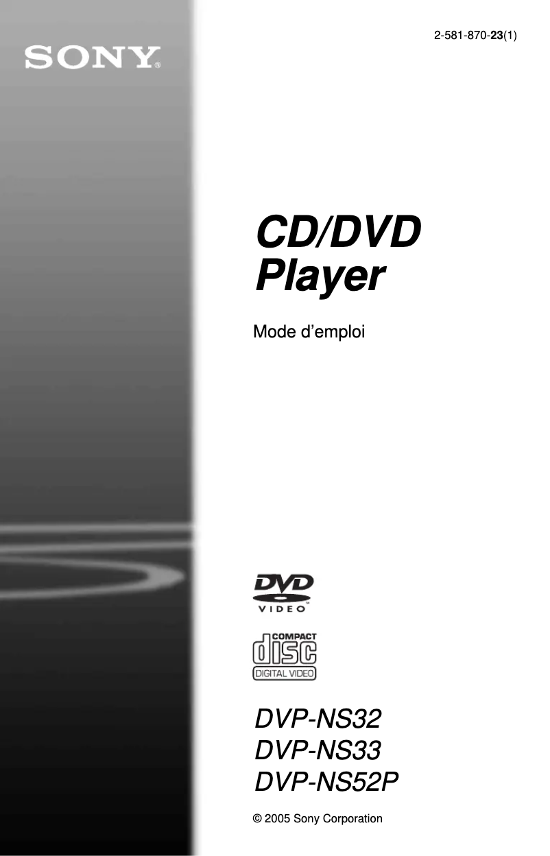 First page image of the manual for DVP-NS52P