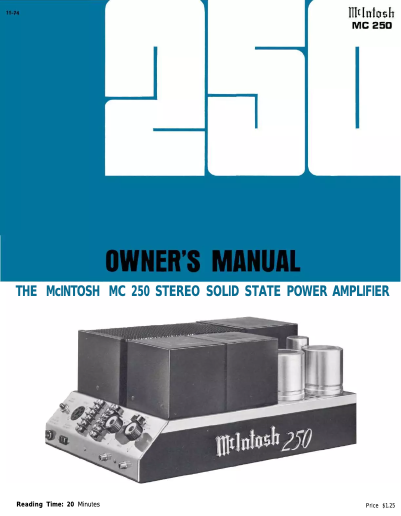 Page 1 of the manual User Manual McIntosh MC-250
