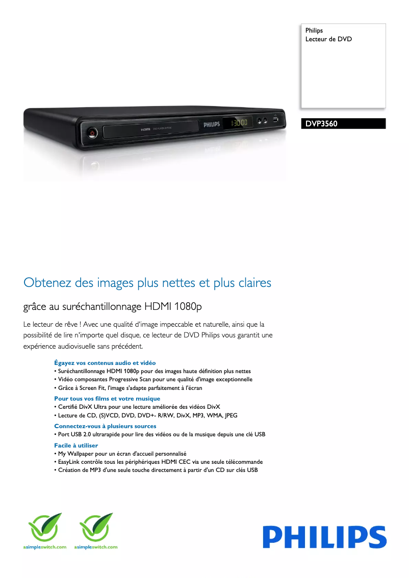 First page image of the manual for DVP3560