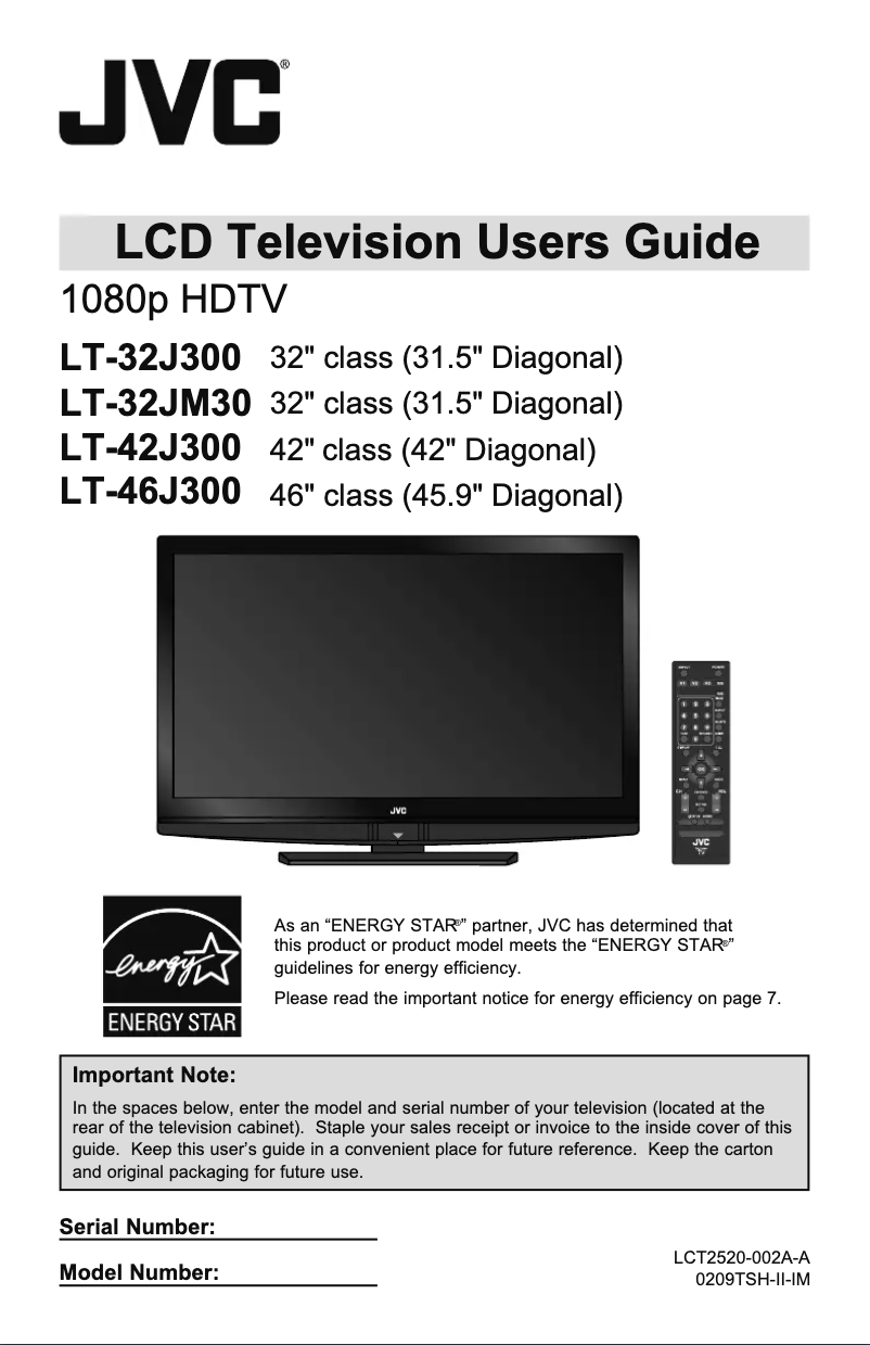 Page 1 of the manual User Manual JVC LT-46J300