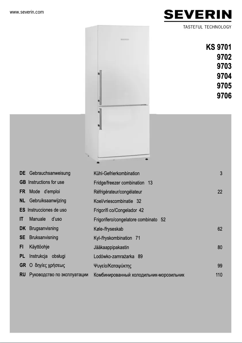 Page 1 of the manual User Manual Severin KS 9706