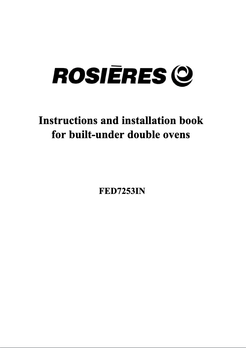 Page 1 of the manual User Manual Rosieres FED 7253 IN