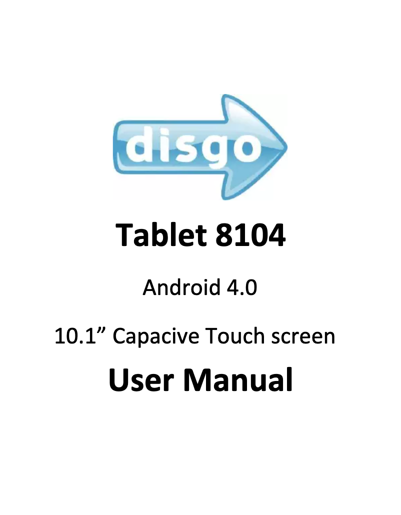Page 1 of the manual User Manual Disgo Tablet 8104