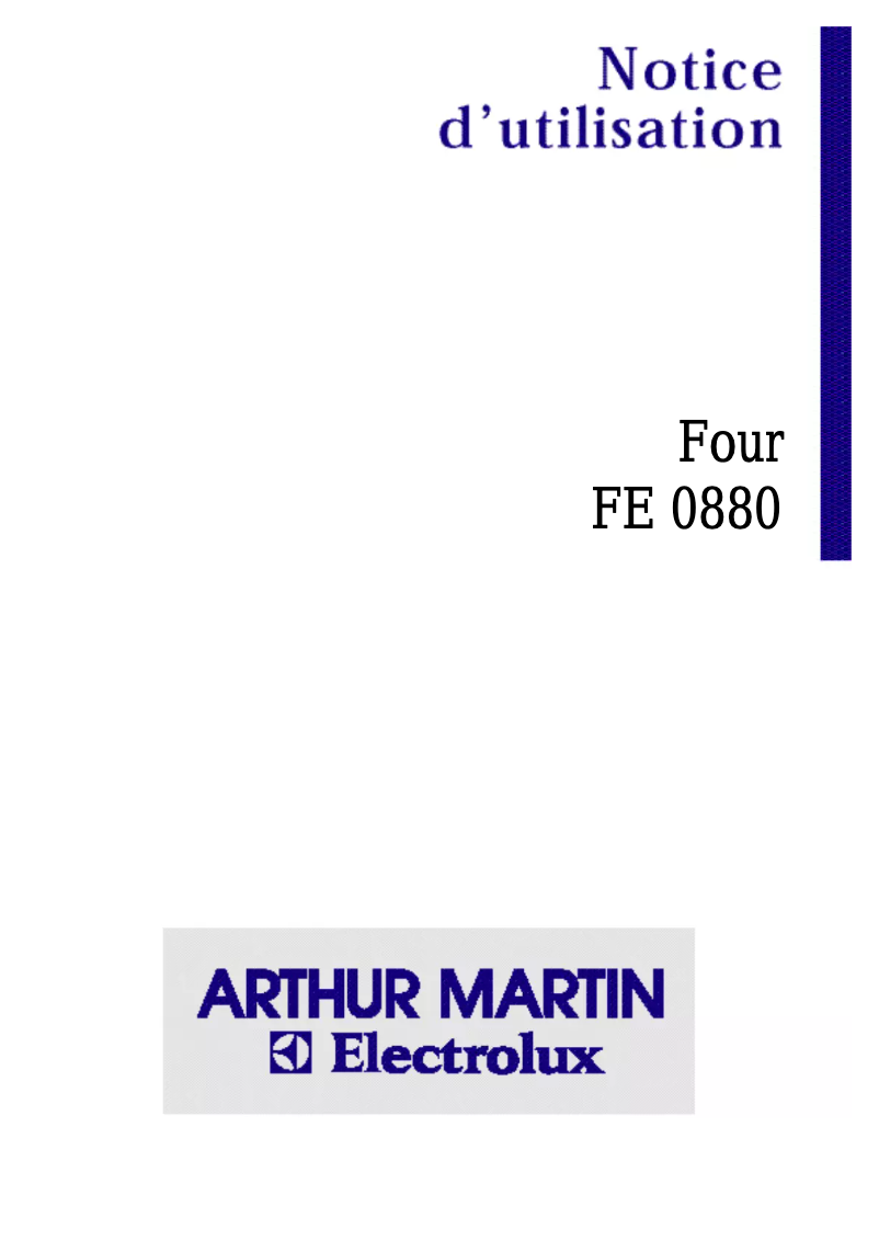 Page 1 of the manual User Manual Arthur Martin-Electrolux FE 0880 N1
