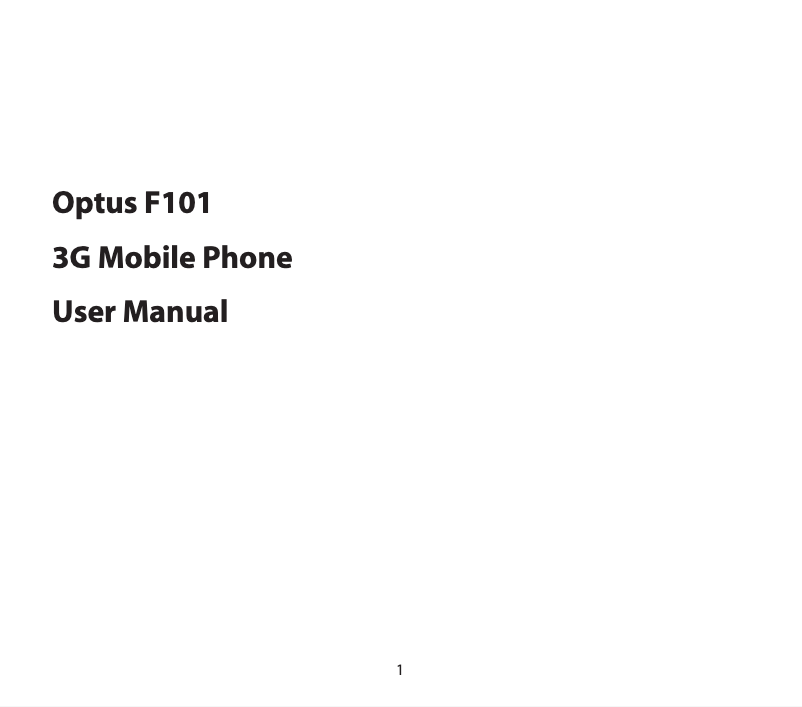 First page image of the manual for Optus F101