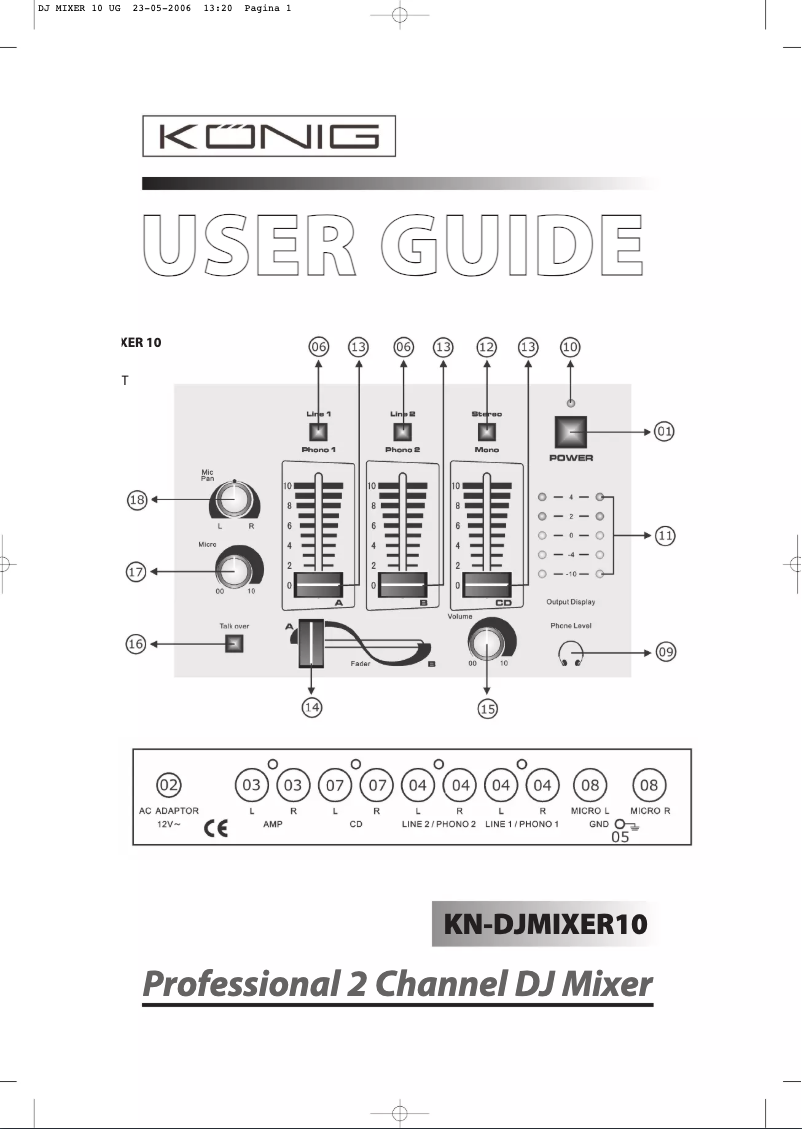 Page 1 of the manual User Manual Konig KN-DJMIXER10