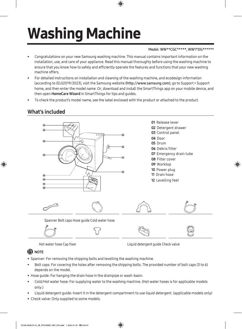 First page image of the manual for WW80CGC04CAB