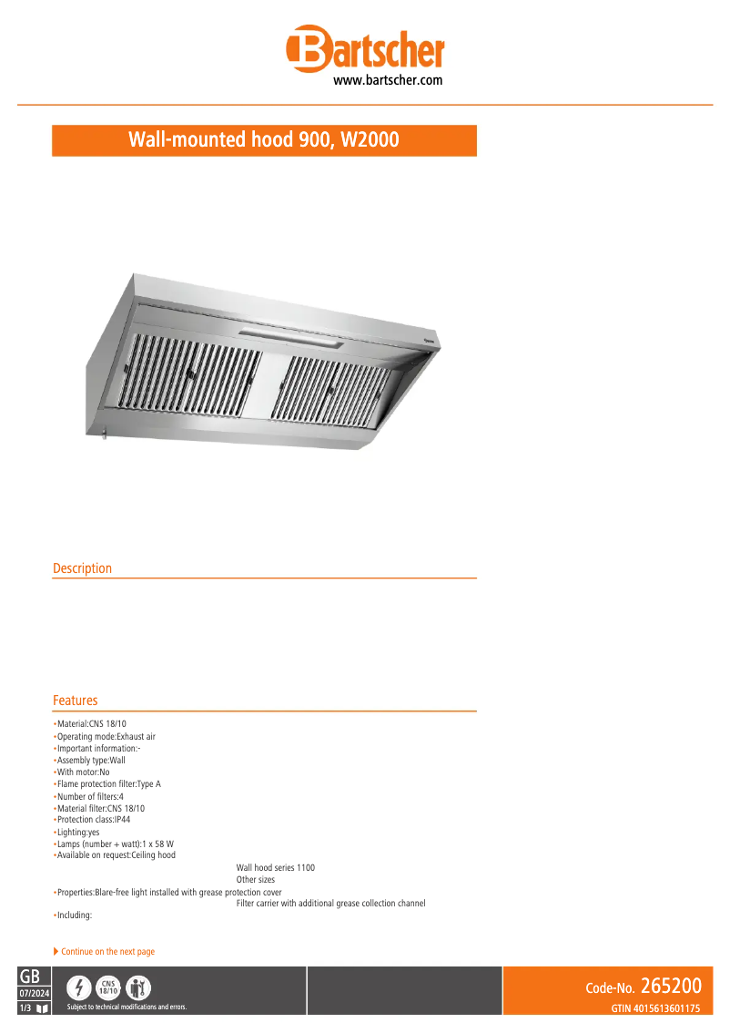 First page image of the manual for 265200