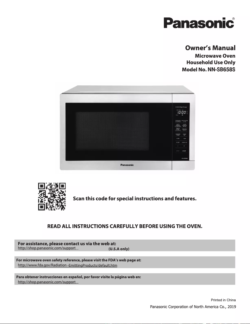 Page 1 of the manual User Manual Panasonic NN-SB658S