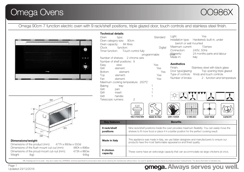 First page image of the manual for OO986X
