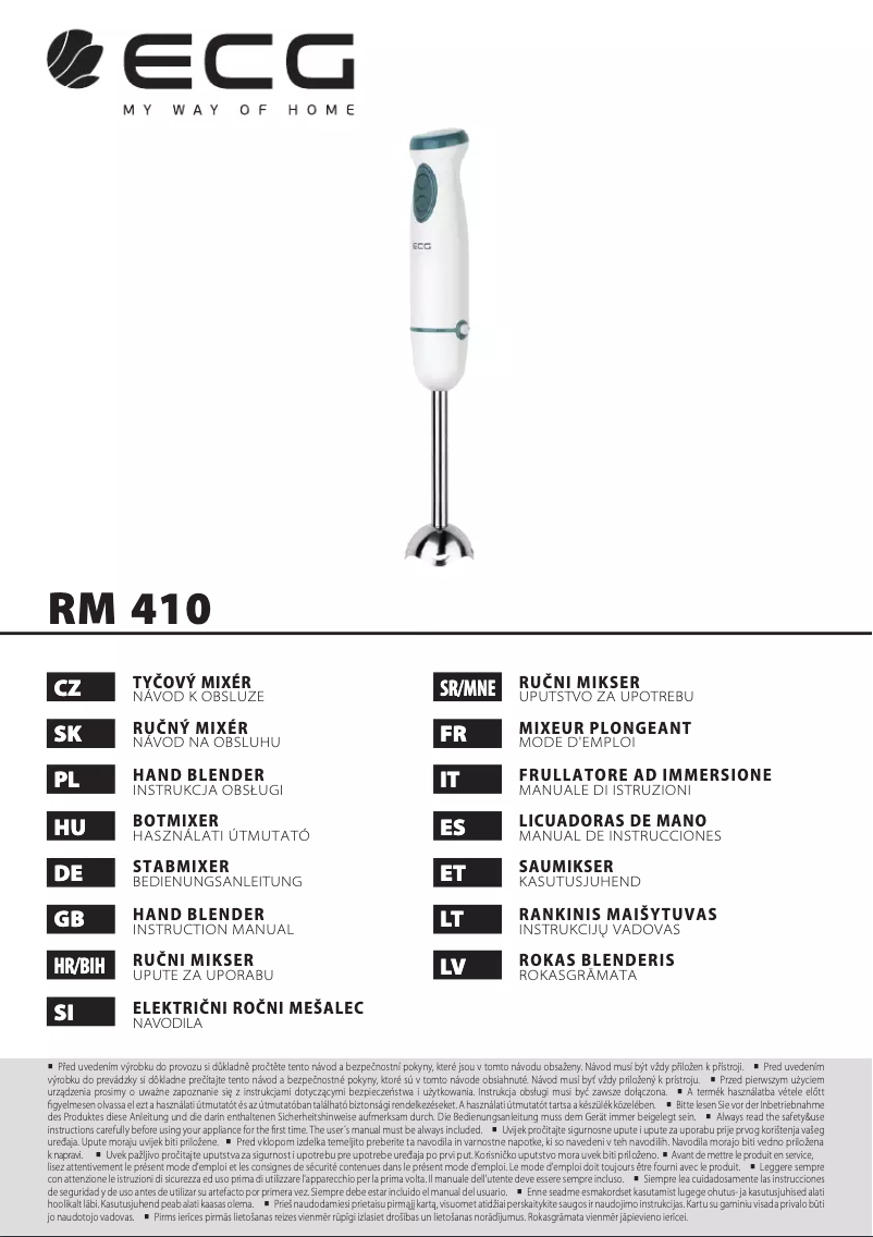 Page 1 of the manual User Manual ECG RM 410