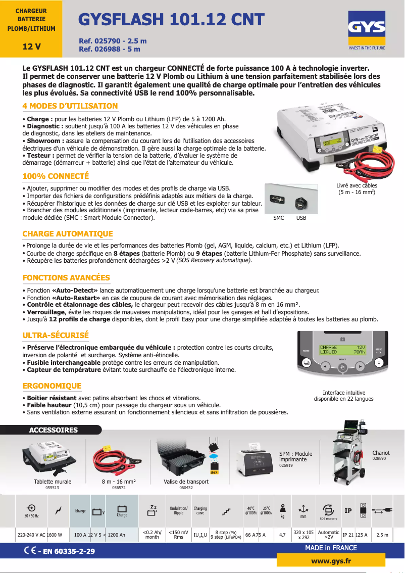 Page 1 of the manual Technical Sheet GYS Gysflash 101.12 CNT FV