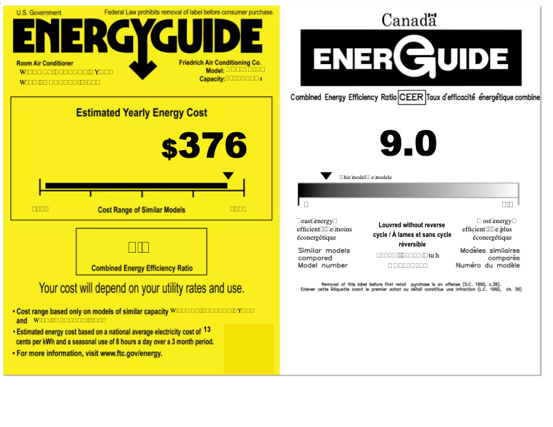 Page 1 of the manual Energy Label Friedrich KCL36A30A