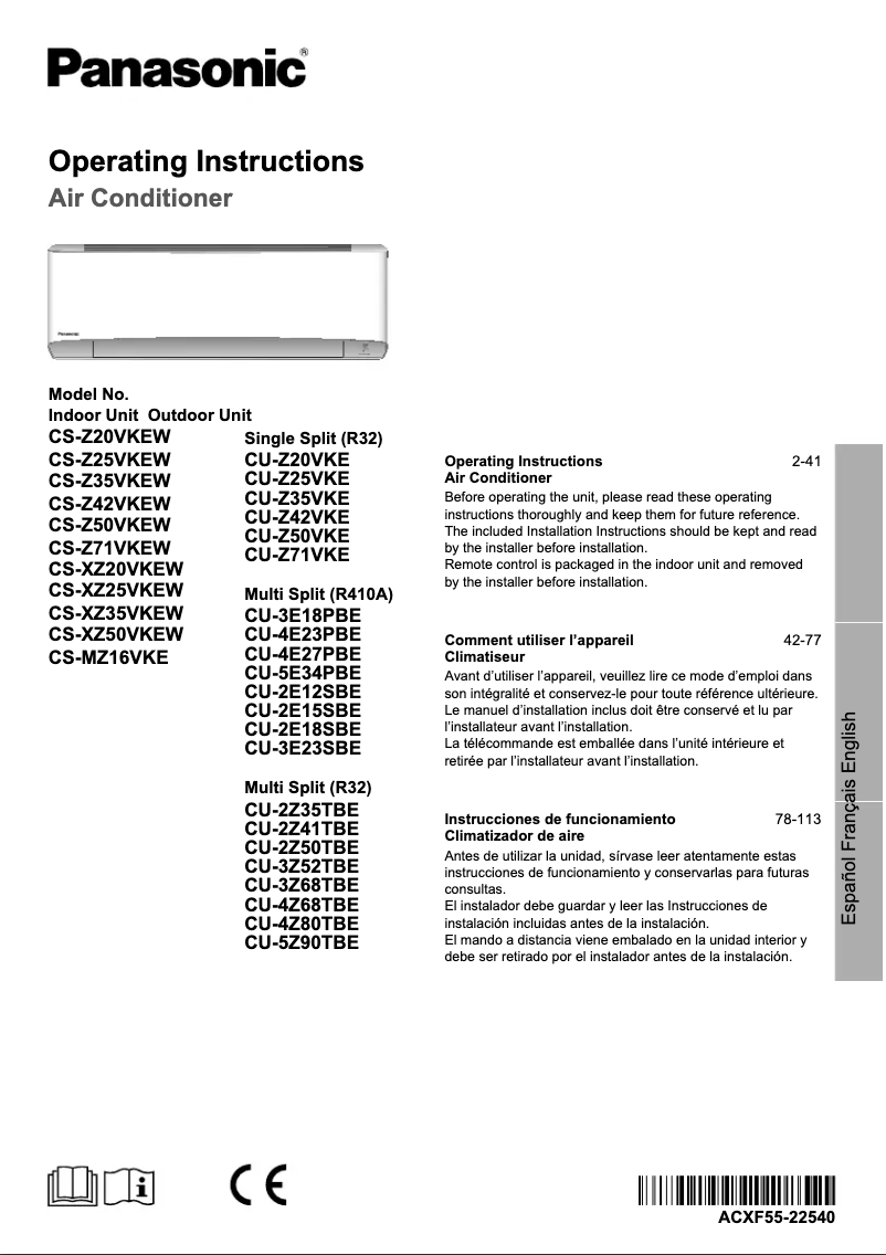 First page image of the manual for CS-Z71VKEW