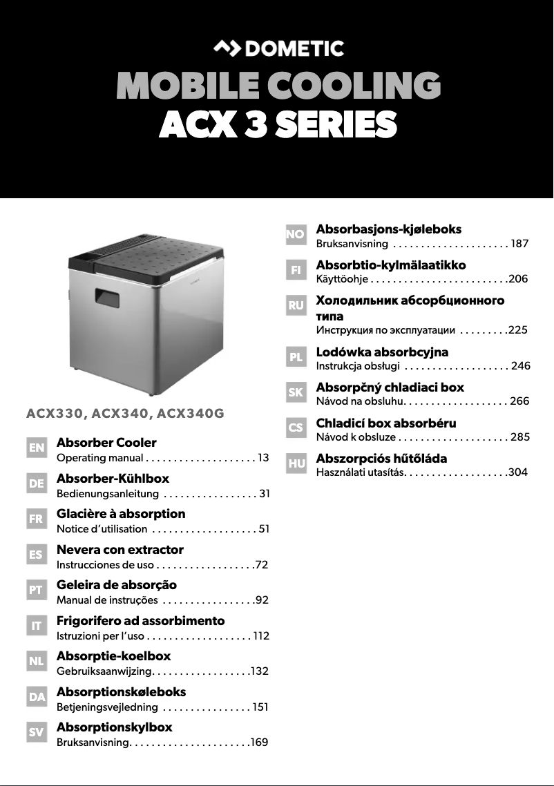 Page 1 de la notice Manuel utilisateur Dometic CombiCool ACX3 30