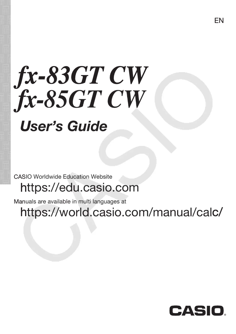 Page 1 of the manual User Manual Casio fx-83GT CW