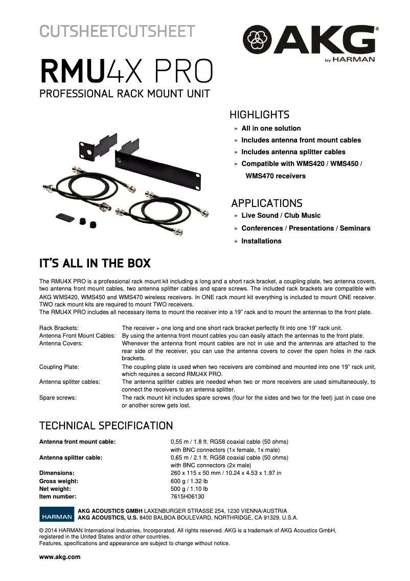 First page image of the manual for RMU4X PRO