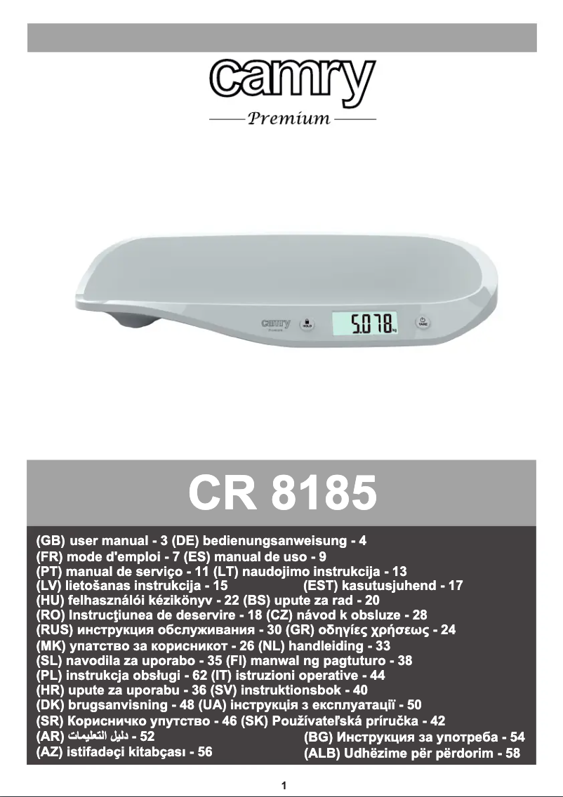 First page image of the manual for CR 8185