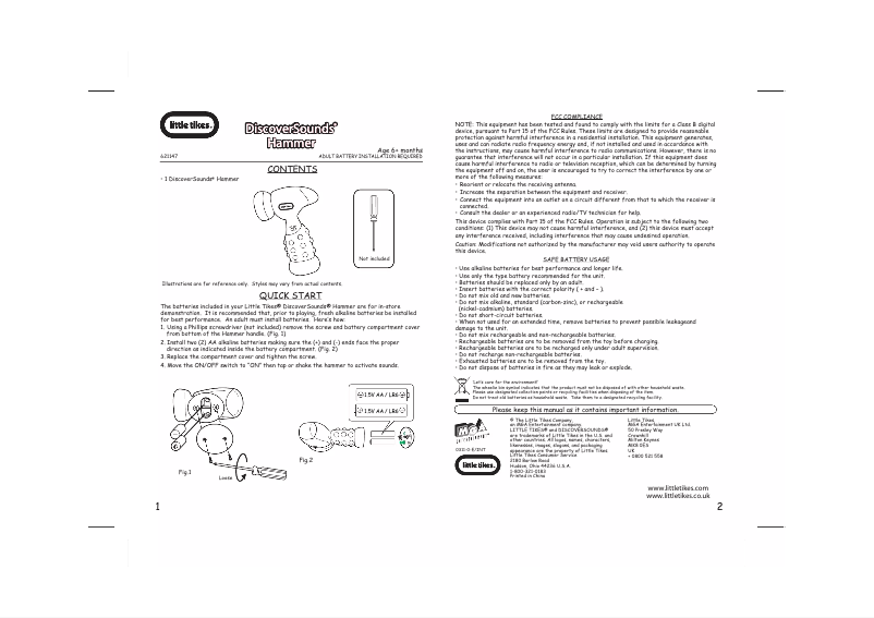 Page 1 de la notice Manuel utilisateur Little Tikes Hammer