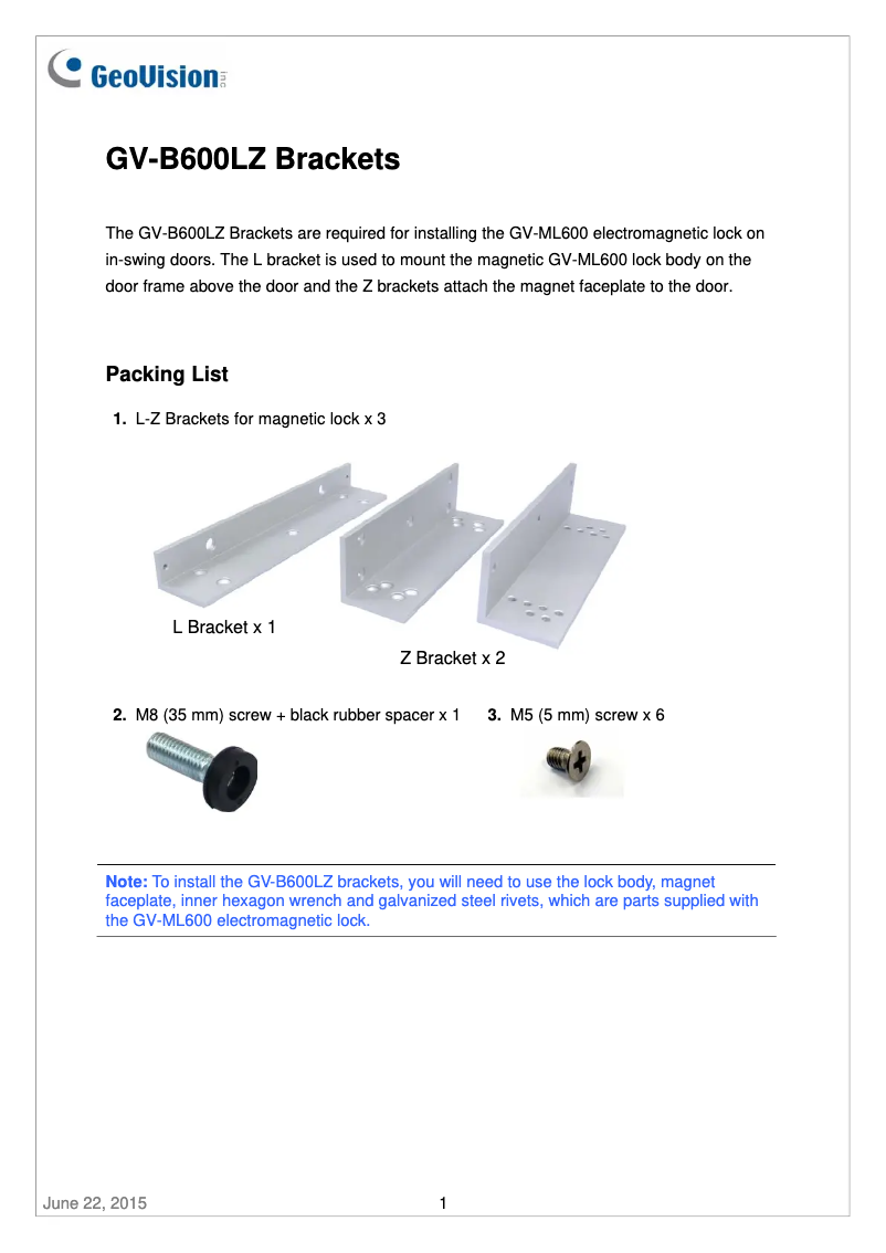 Image de la première page du manuel de l'appareil GV-B600LZ