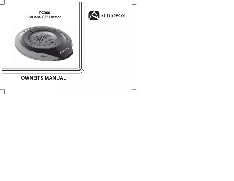 Page 1 of the manual User Manual audiovox PG300