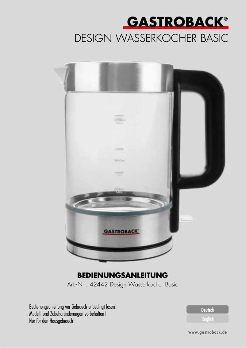 First page image of the manual for Design Water Kettle Basic 42442