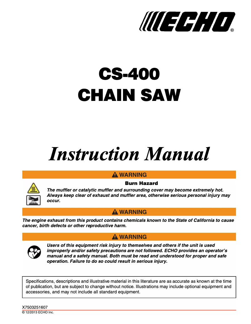 First page image of the manual for CS-400