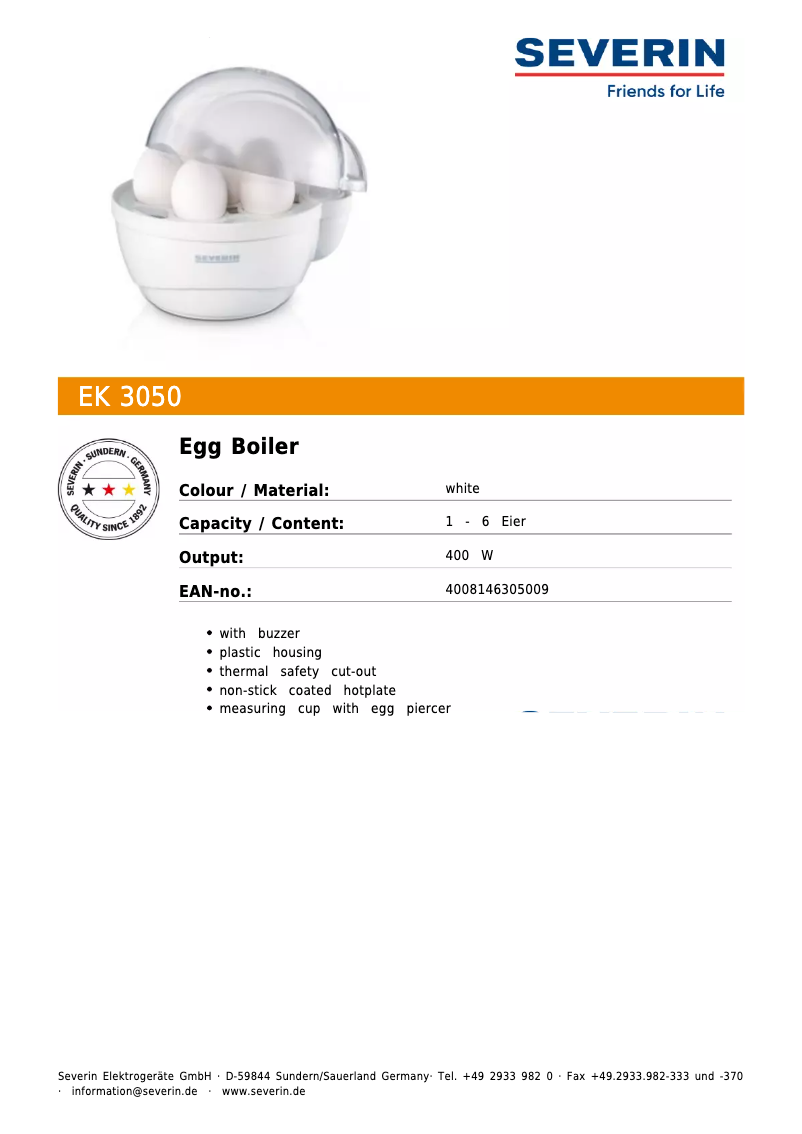 First page image of the manual for EK 3050