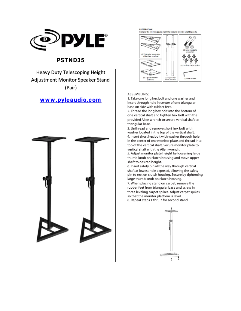 First page image of the manual for PSTND35