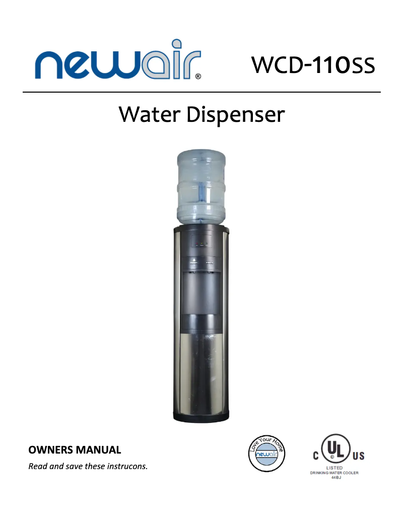 First page image of the manual for WCD-110SS