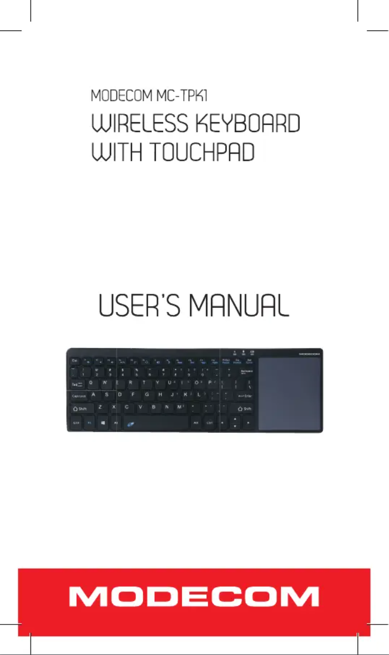 First page image of the manual for MC-TPK1