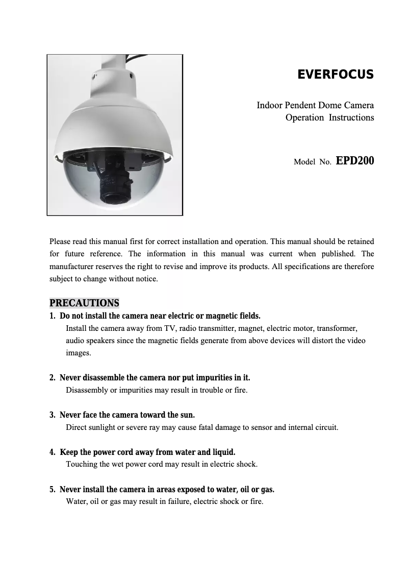 Page 1 of the manual User Manual EverFocus EPD200A