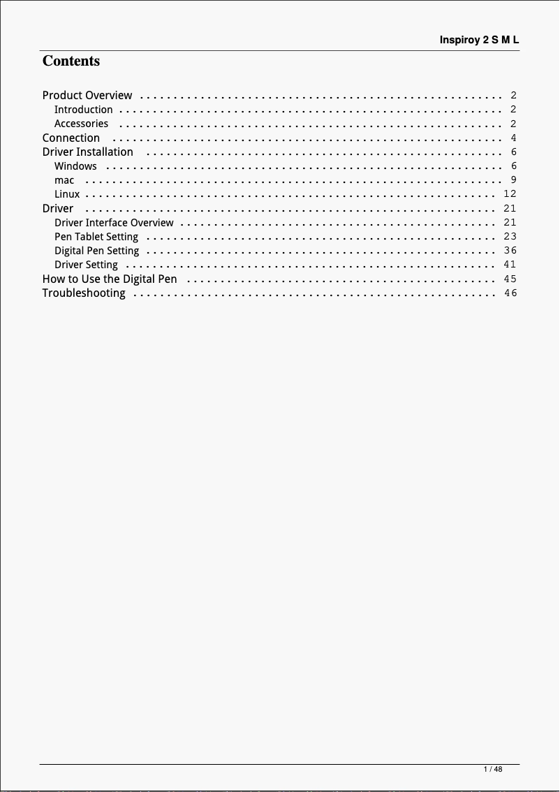 First page image of the manual for Inspiroy 2