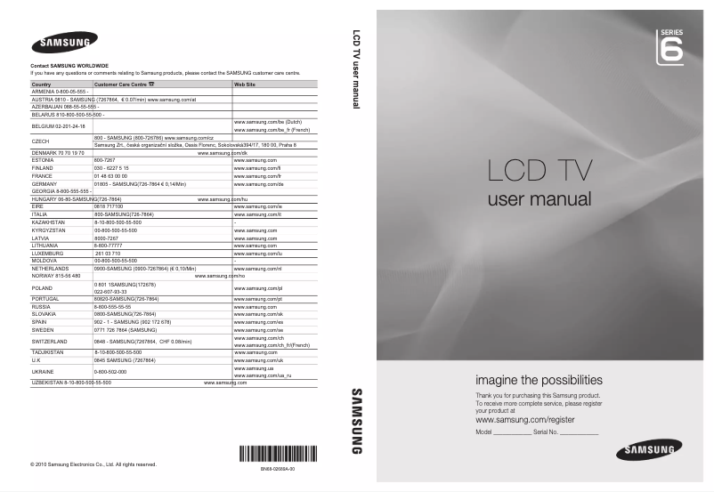 First page image of the manual for LE40C630K1W