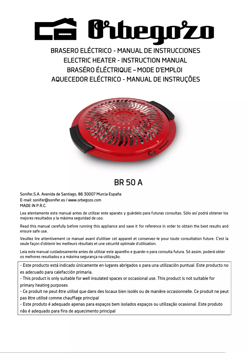 Page 1 of the manual User Manual Orbegozo BR 50