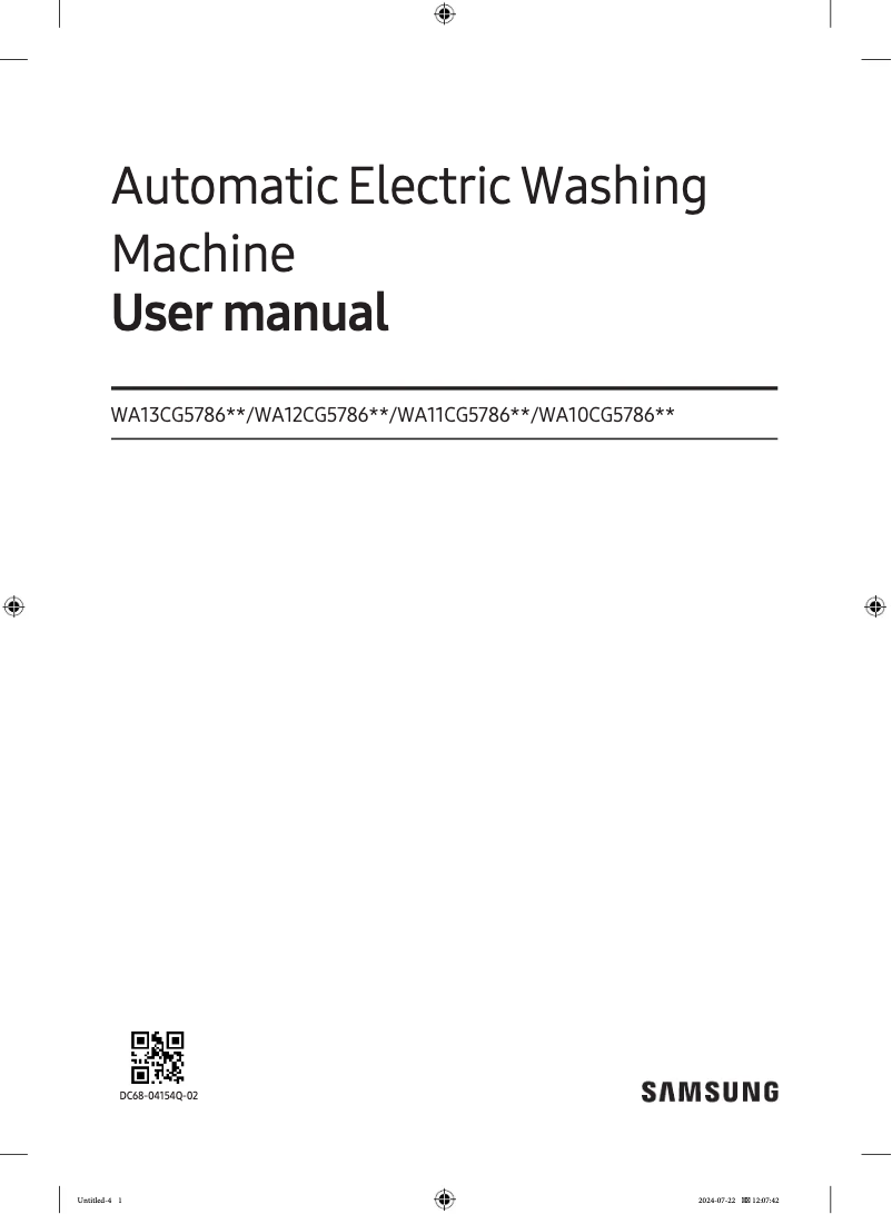 First page image of the manual for WA13CG5786BV