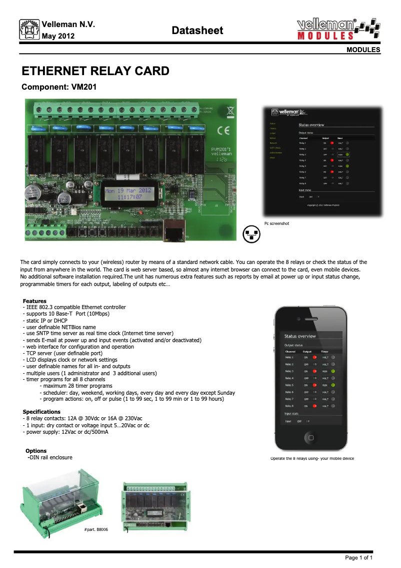 First page image of the manual for VM201