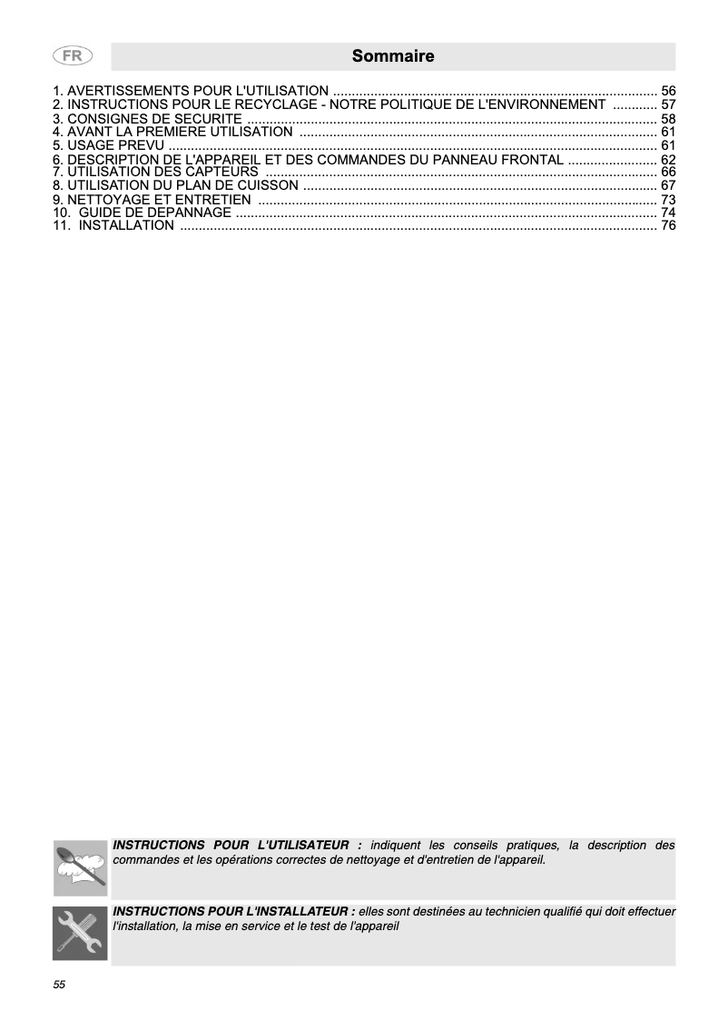 Page 1 of the manual User Manual Smeg SE2842IDX