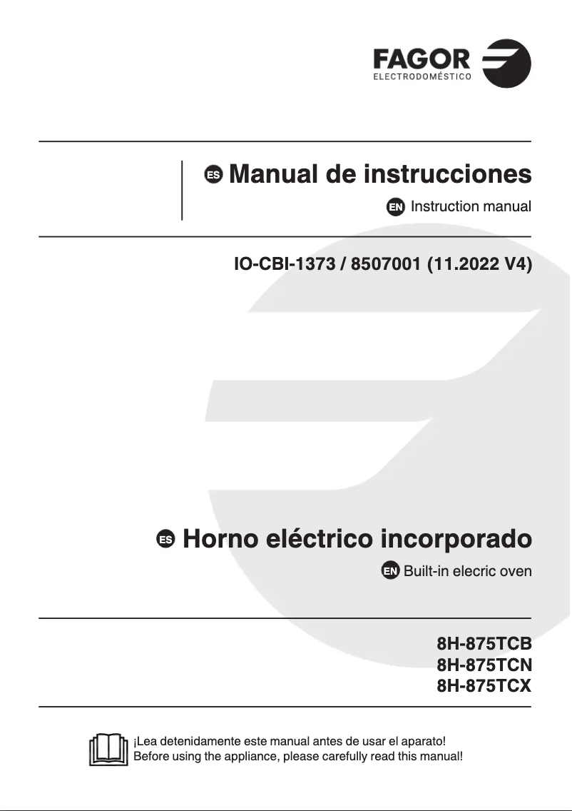 Page 1 of the manual User Manual Fagor 8H-875TCB