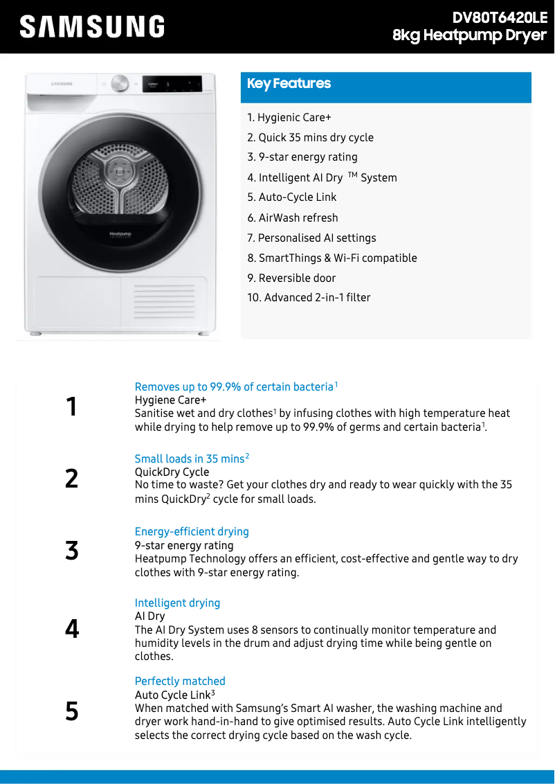First page image of the manual for DV80T6420LE