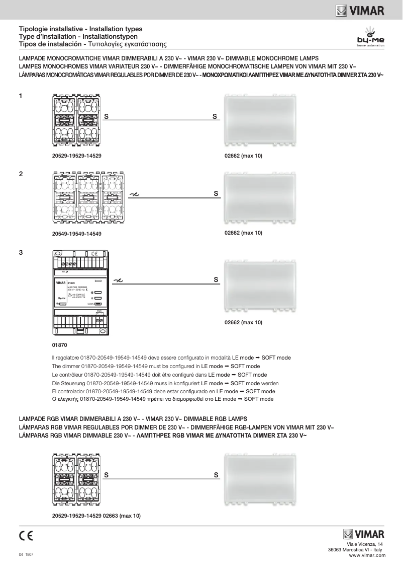 Page 1 of the manual Installation Guide Vimar 20137.B