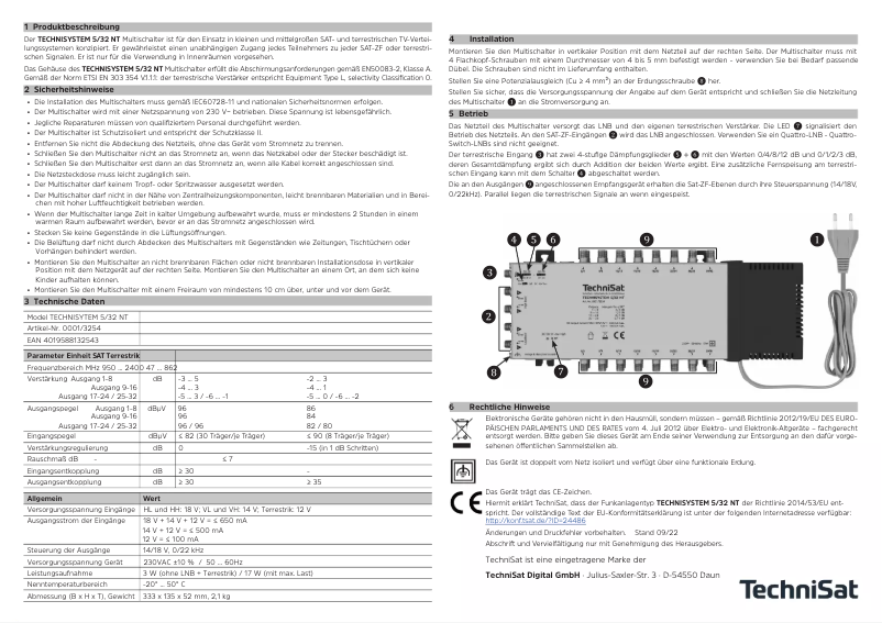 Page 1 of the manual User Manual TechniSat TechniSystem 5/32 NT
