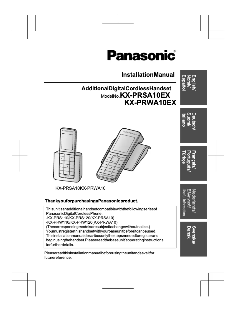 Page 1 of the manual User Manual Panasonic KX-PRWA10EX